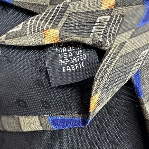 Alexander Julian Colours Men's 100% Silk Neck Tie Olive Green Geometric Print - Picture 4 of 7